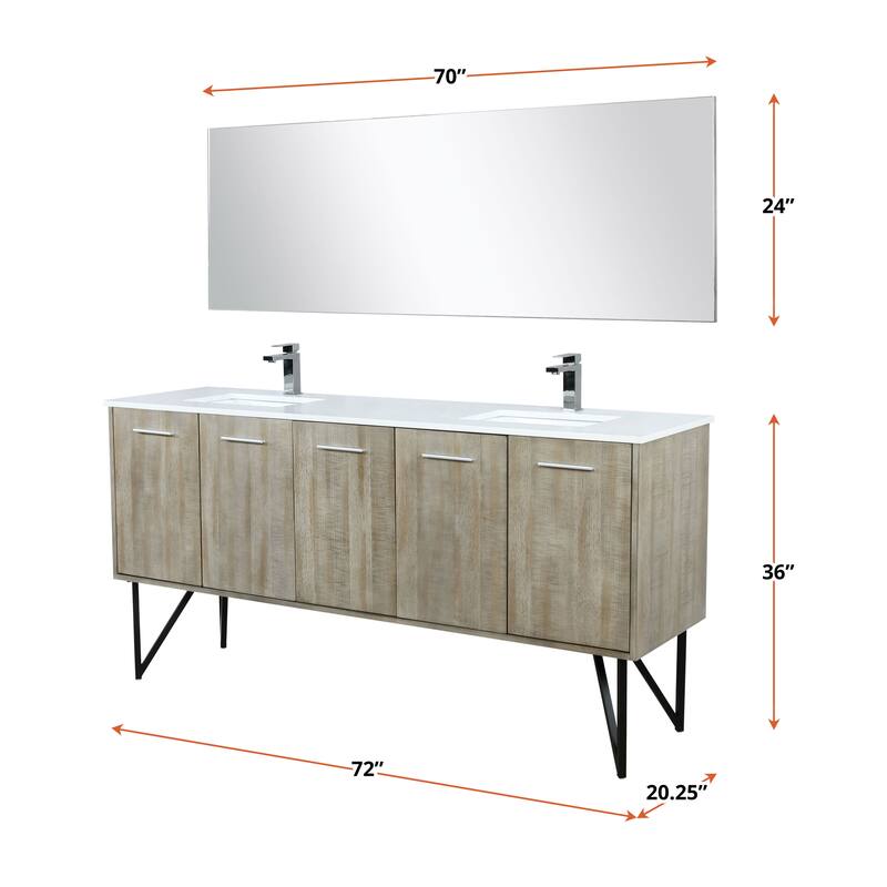 Lancy 72 in W x 20 in D Rustic Acacia Double Bath Vanity and White Quartz Top
