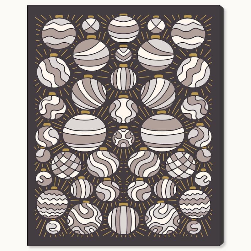 Wynwood Studio Canvas Holiday and Seasonal Take them all ornaments Gray Modern & Contemporary Wall Art Canvas Print