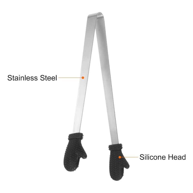 Mini Food Tongs 14cm Gloves Shape Stainless Steel with Silicon Tips - 5.5"