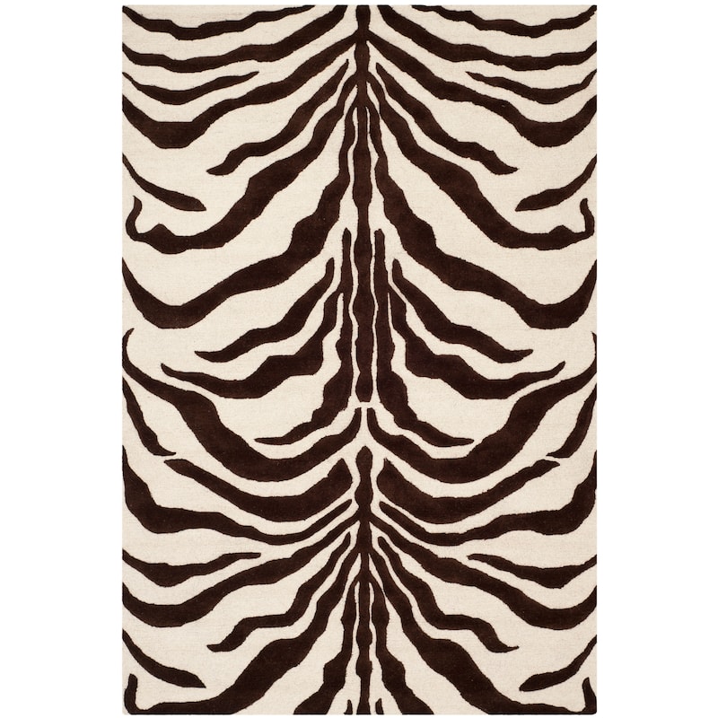 SAFAVIEH Handmade Cambridge Rikey Animal Print Wool Rug - 6' x 9' - Ivory/Brown
