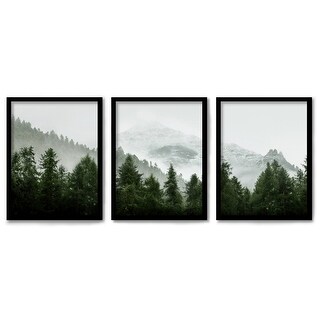 Green Mountain Mural By Shumkina 3 Piece Framed Print Wall Art Set