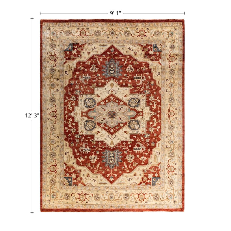Oushak One-of-a-Kind Handmade Area Rug, Beige - 9' 1" x 12' 3"