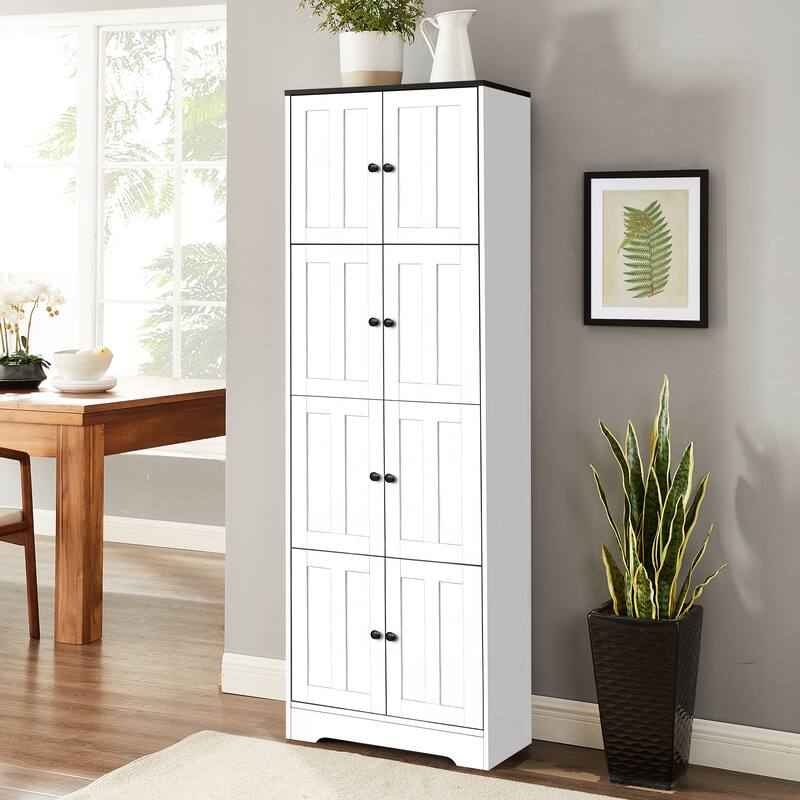 72.4" Tall Corner Storage Cabinet Sideboard with 4 Doors, Buffet Server Cabinet Accent Cabinet Pantry Cabinet