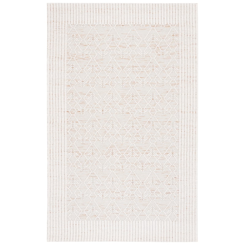 SAFAVIEH Handmade Marbella Wakako Modern Wool Rug - 6' Square - Ivory/Brown