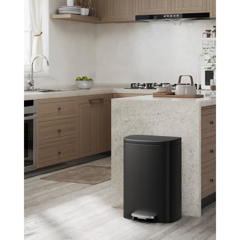 13.2 Gallon and 2.6 Gallon Stainless Steel Trash Can Combo Set with Removable Inner Drum for Kitchen, Bathroom, Office