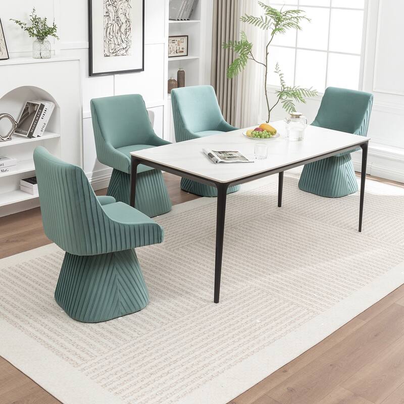 SEYNAR Modern Velvet 360 Degree Swivel Armless Dining chair Set of 4