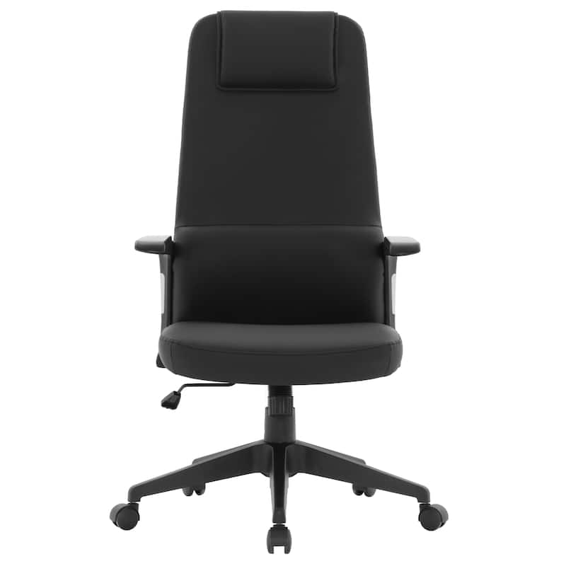 Nexa Ergonomic Leather/Polyester High-Back Office Chair with Padded Headrest, Adjustable Height, Swivel, and Smooth Casters