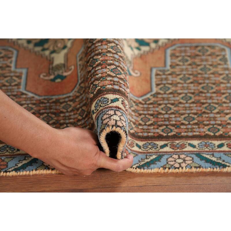 Geometric Bidjar Vintage Persian Runner Rug Handmade Wool Carpet - 2'9" x 10'1"