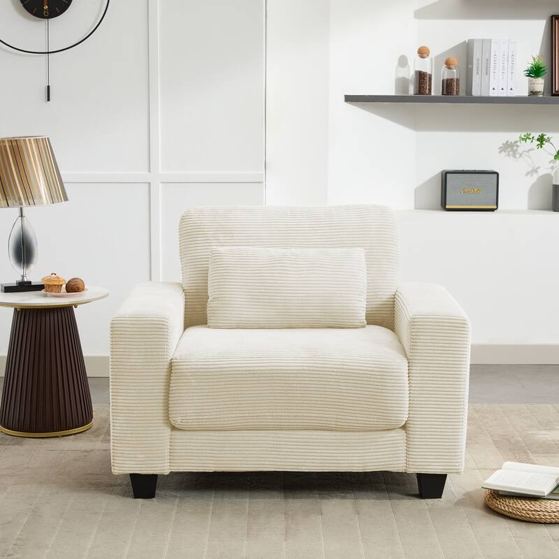Corduroy Widened Single Sofa Chair, A Extra Lumbar Pillow