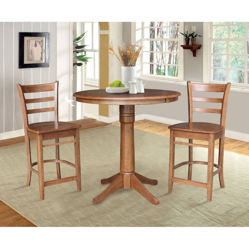 36" Round Extension Dining Table with 2 Stools