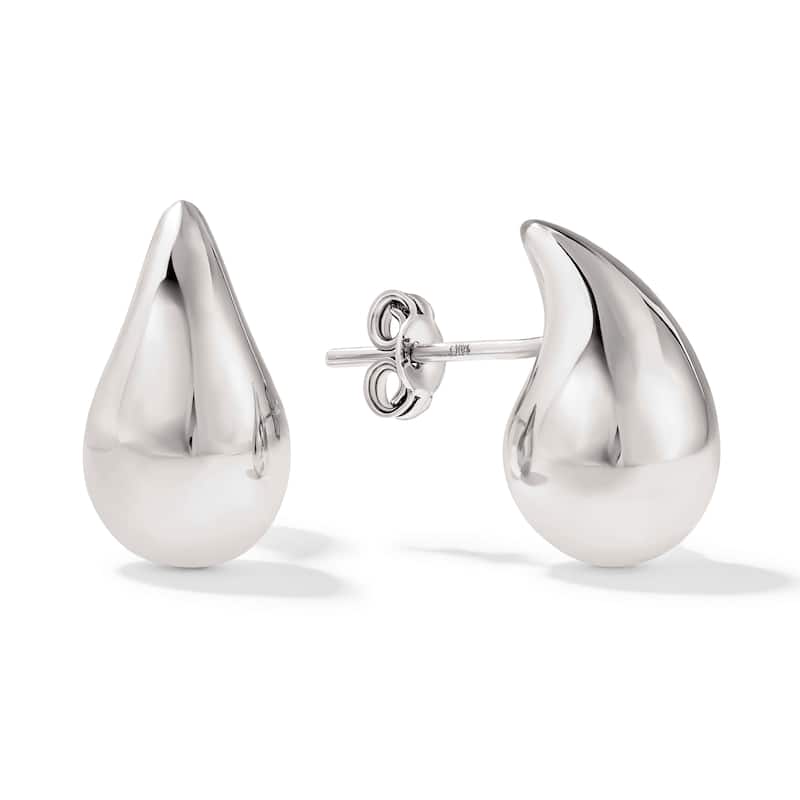 Clover 14K High-Polish Teardrop Earrings - White