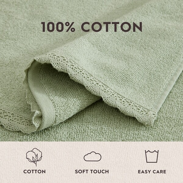 Laura Ashley Juliette Solid Cotton 3 Piece Towel Set - 3 Piece