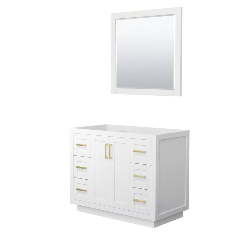 Wyndham Collection Miranda 42" Single Free Standing Vanity Cabinet - - White / Brushed Gold Hardware