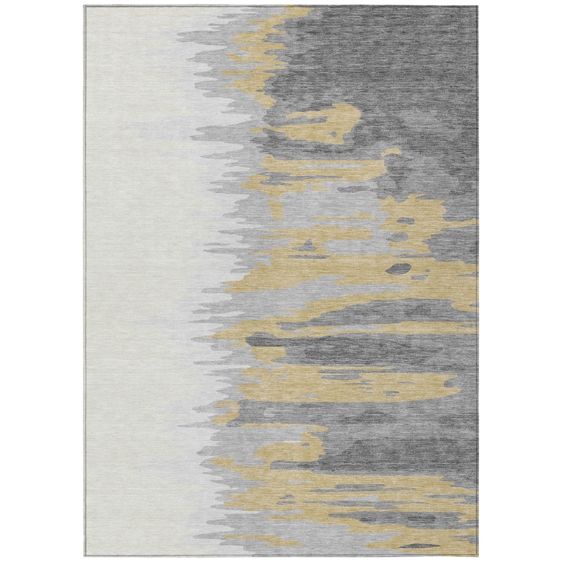 Machine Washable Indoor/ Outdoor Brushstrokes Ombre Chantille Rug