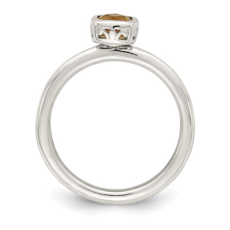 Curata 925 Sterling Silver With 14k Accent Citrine Ring