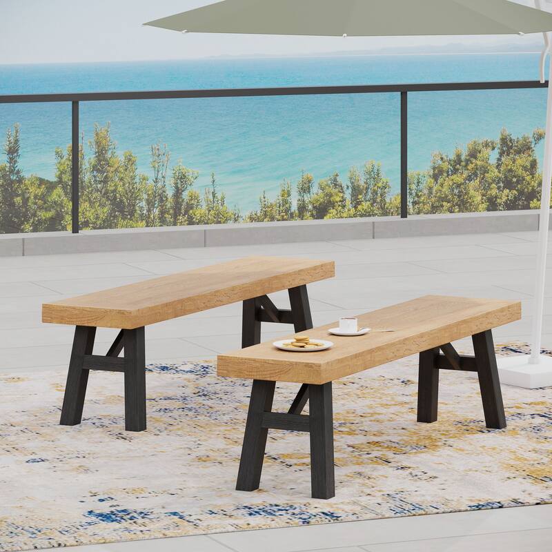 Exquisite Wooden Dining Bench Corridor Bench, Set of Two Entryway Bench Leisure Stool Outdoor Bench for Terrace Patio