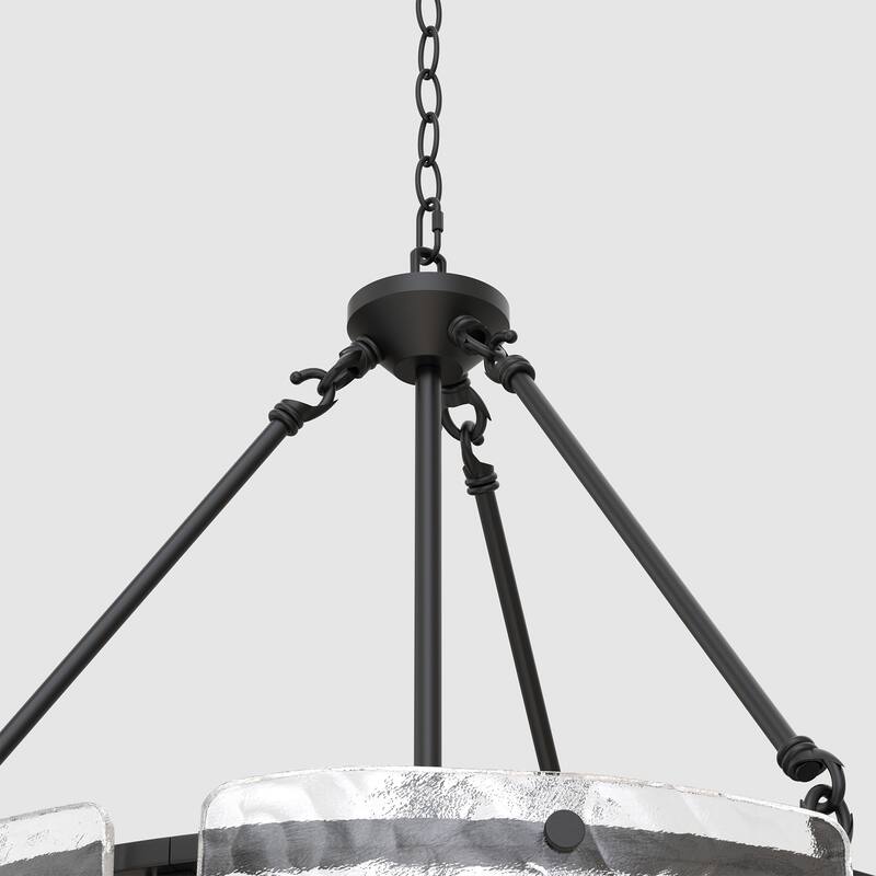 YANSUN 5-Light Branch Chandelier, E12 Base, Curved Glass Shades, No Bulbs - Black