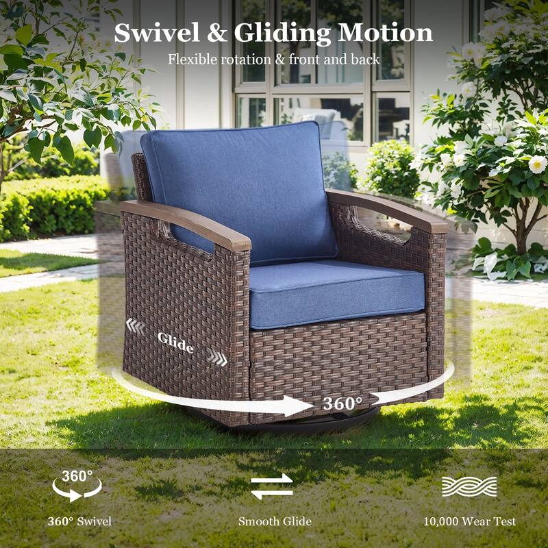 360° Swivel Outdoor Rattan Chair with Thickened Cushion