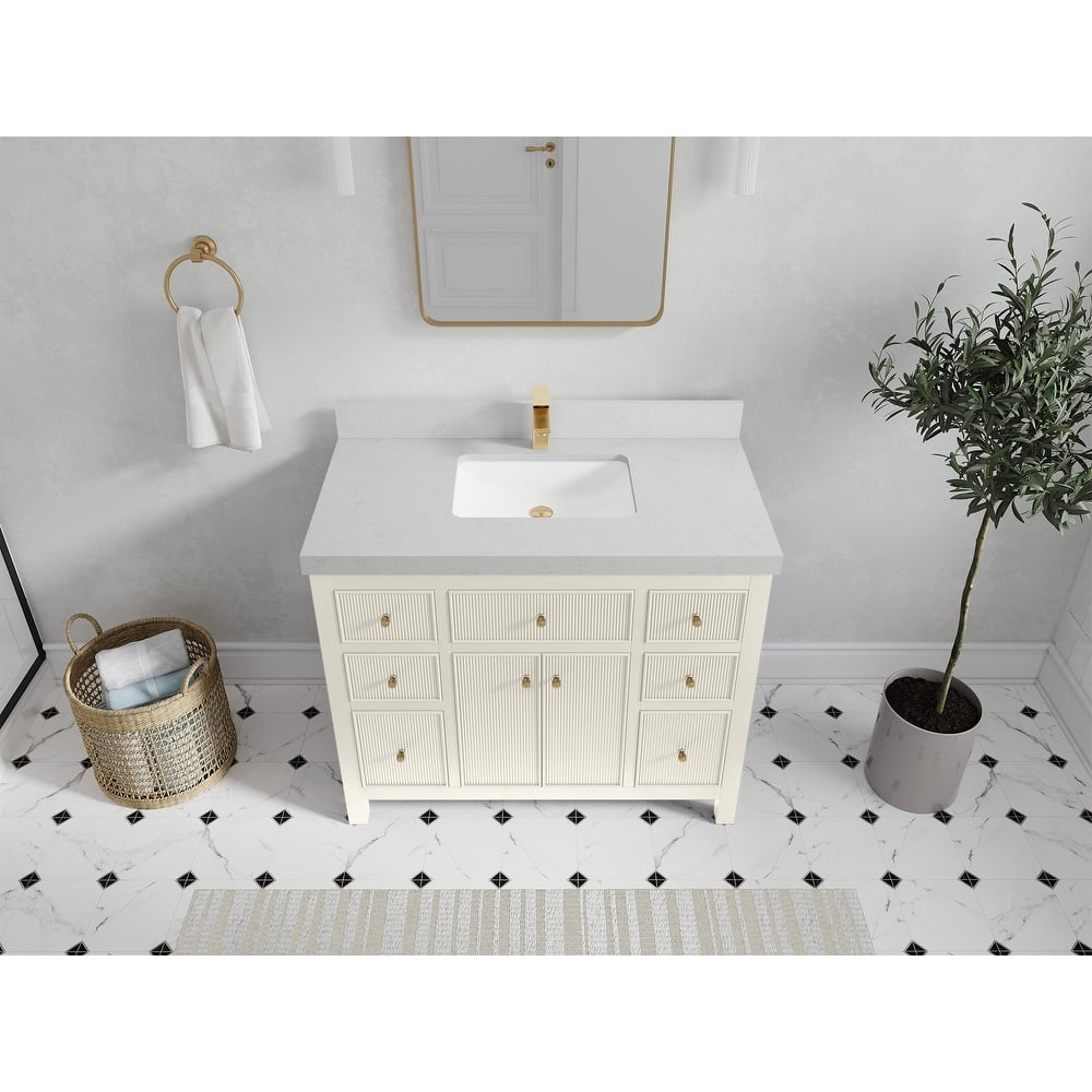 Willow Collections 42 in W x 22 in D Sonoma Free Standing Reeded Single Sink Bathroom Vanity with Countertop