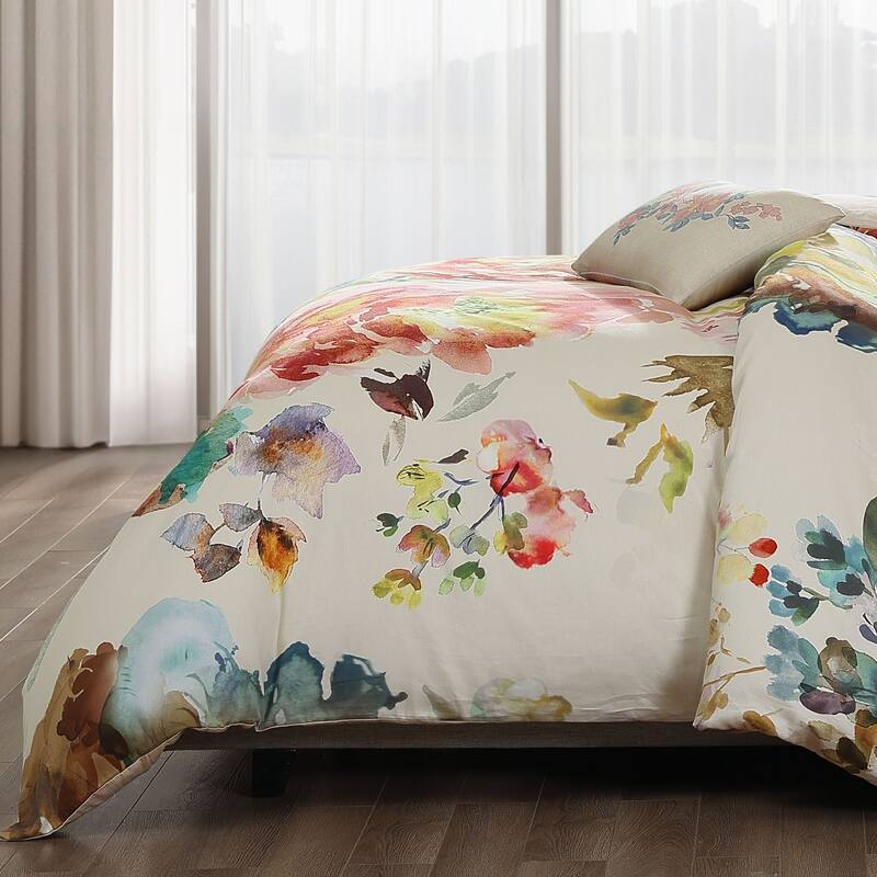 Bebejan Antique Flowers Ivory 100% Cotton 5-Piece Reversible Comforter Set