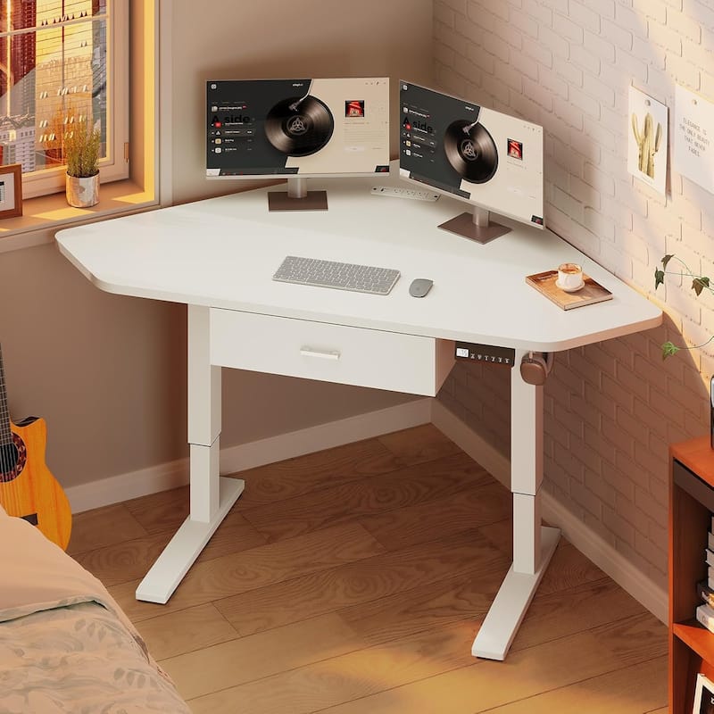 Small Corner Desk Triangle Computer Desk Corner Electric Standing Desk