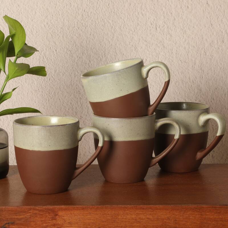 Gibson Elite William Crest 4 Piece Coffee Mug Set, 15oz Stoneware Cups, Reactive Glaze Finish, Round Large Coffee Mugs