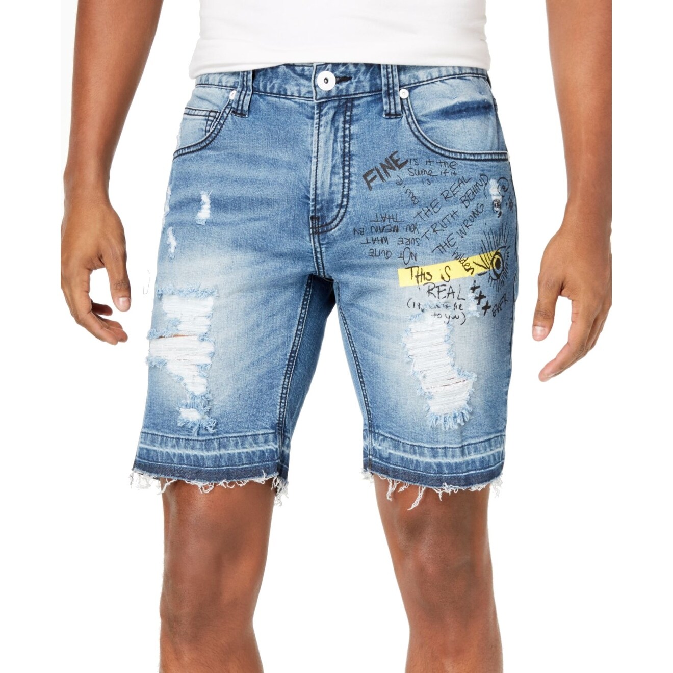 stretch distressed denim shorts