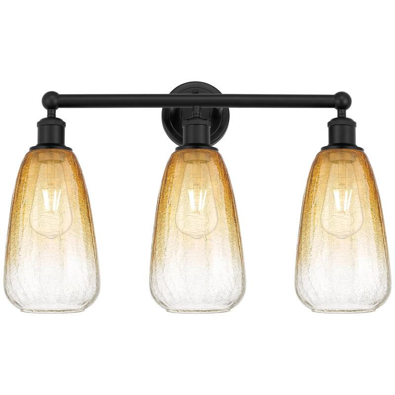 Innovations Lighting Endless Possibilities Edison - Brookhaven Almond - 3 Light 24" Bath Vanity Light - Matte Black/Amber