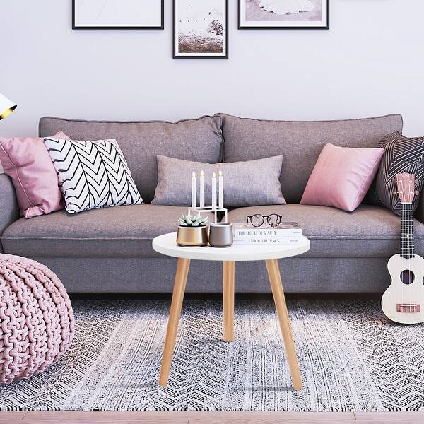 Shop Costway Modern Round Coffee Tea Side Sofa Table Living Room