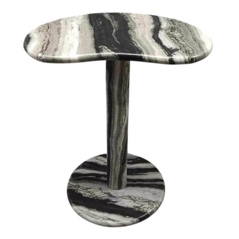 Marble Stone Accent Table Organic Pattern Savoir Design - 21" Black - 17.75" x 12.75" x 20.5"