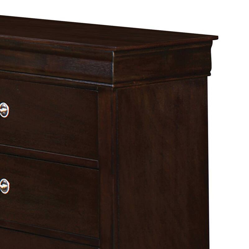 Nim 58 Inch Wide 6 Drawer Dresser, Nickel Bail Handles, Cappuccino Brown