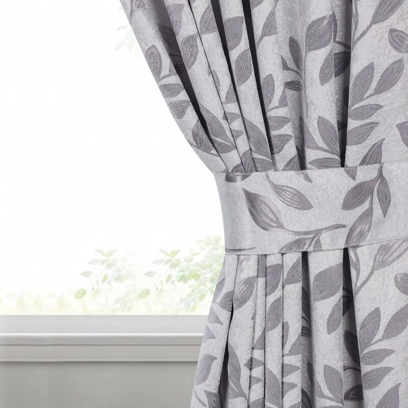 Superior Leaves Machine Washable Room Darkening Grommet With Ties Blackout Curtains, Set of 2