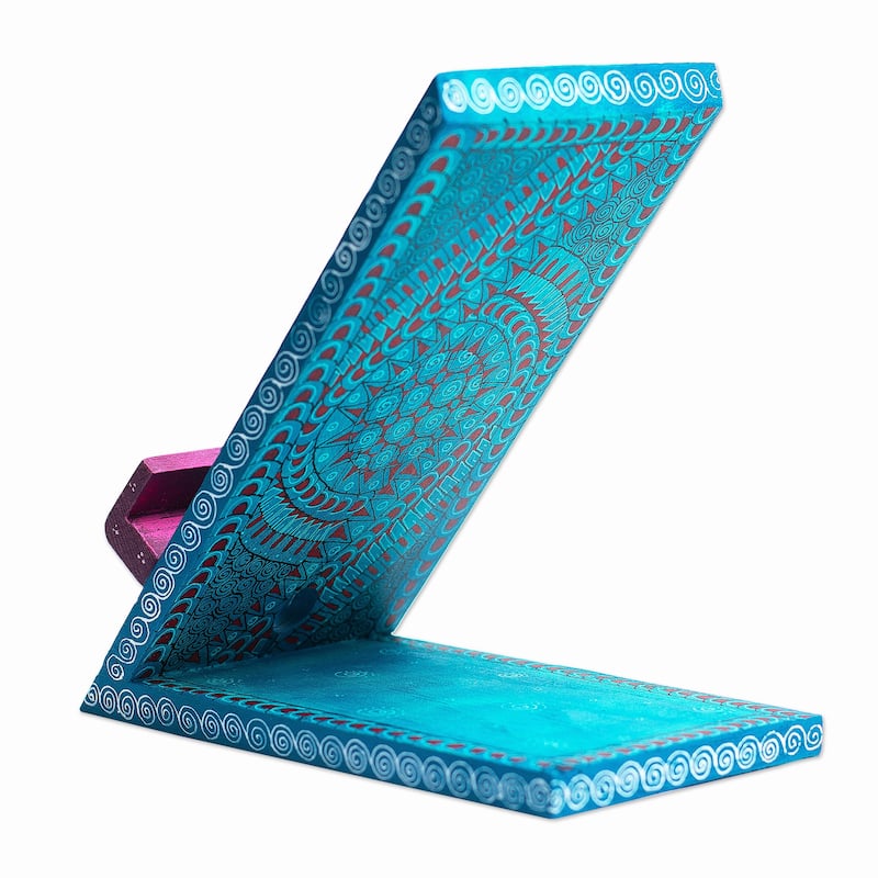 Novica Handmade Hello Oaxaca Wood Phone Holder