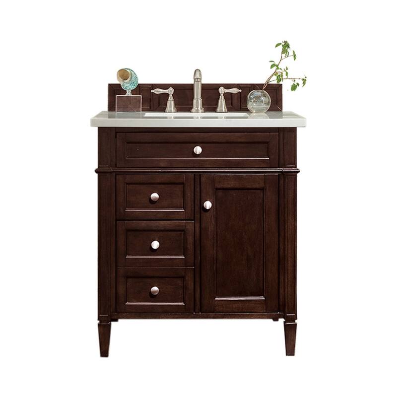 James Martin Vanities 650-V30-3WZ Brittany 30" Single Basin Poplar - Burnished Mahogany - Mahogany Finish