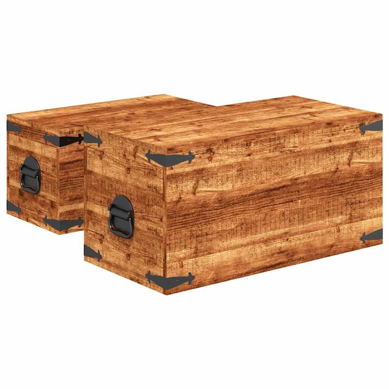 vidaXL Storage Chest Set 2 Pieces Rough Mango Wood - 27.6" x 13.8" x 13.8"