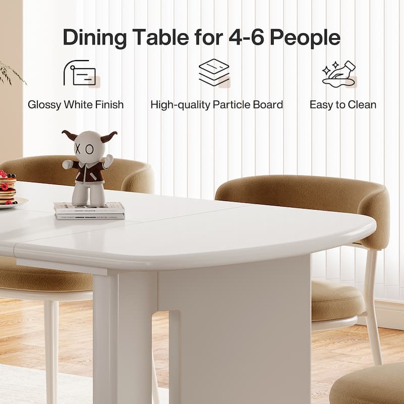 White Dining Table for 4-6 Person