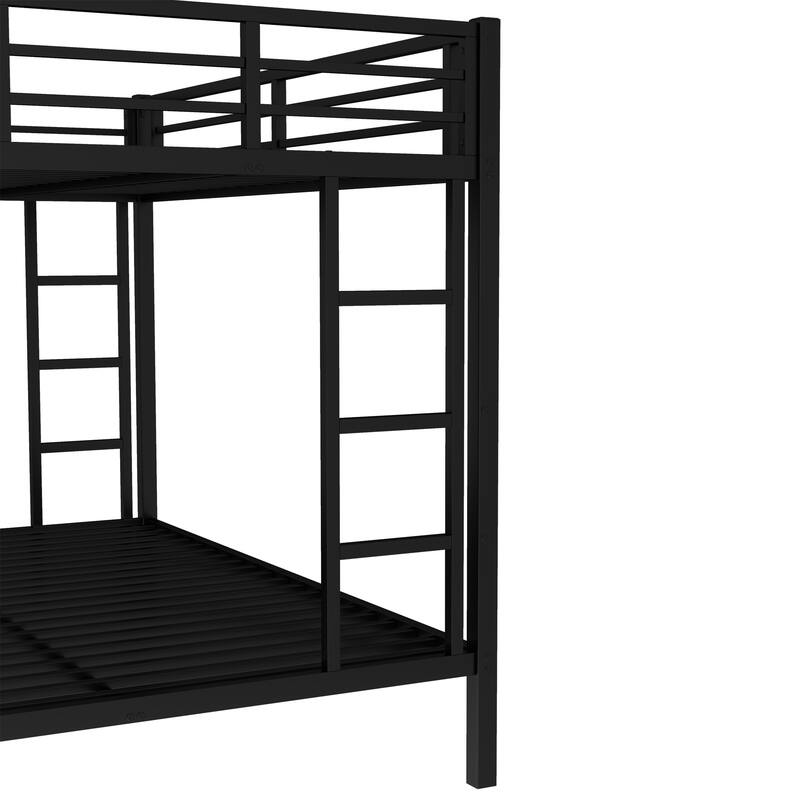 Twin XL Over Queen Metal Bunk Bed with Twin Trundle, Black