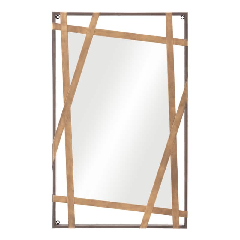 HomeRoots 32" Gold And Black Steel Framed Accent Mirror - Gold and Black - 19.7' X '31.5' X '1.8