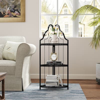 3-Tier Corner Open Shelf,Bookcase Freestanding Shelving Unit,Plant Stand Small Bookshelf
