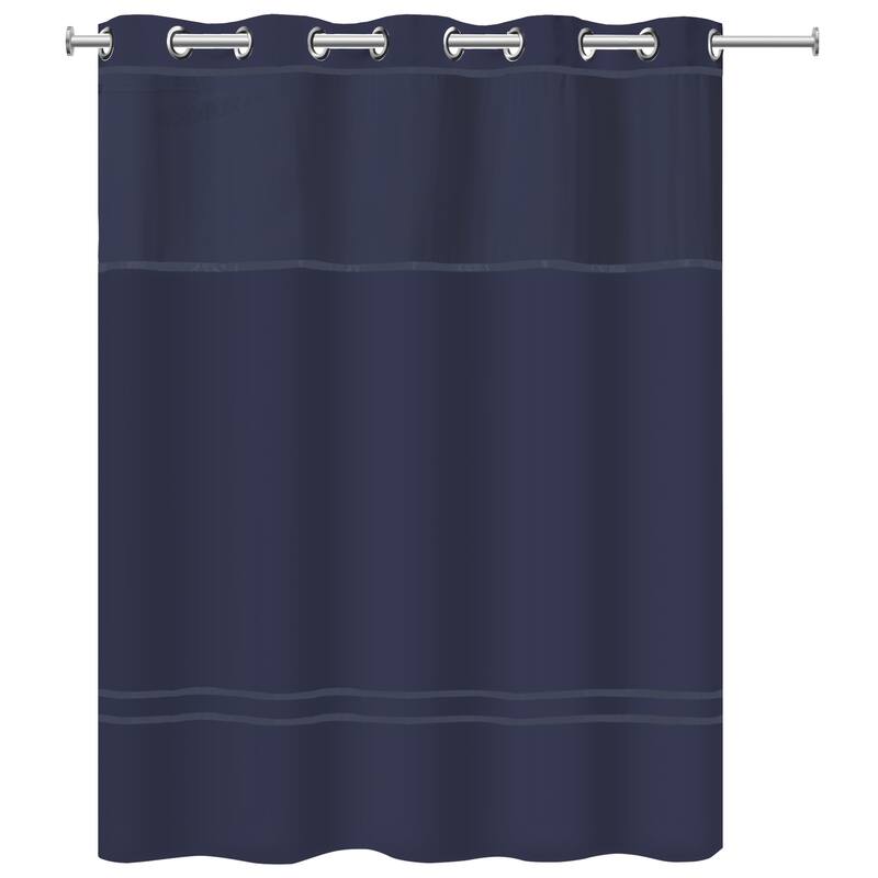 Hookless Escape 3-in-1 Shower Curtain with Sheer Top Window, Flex-on Rings & Fabric Liner