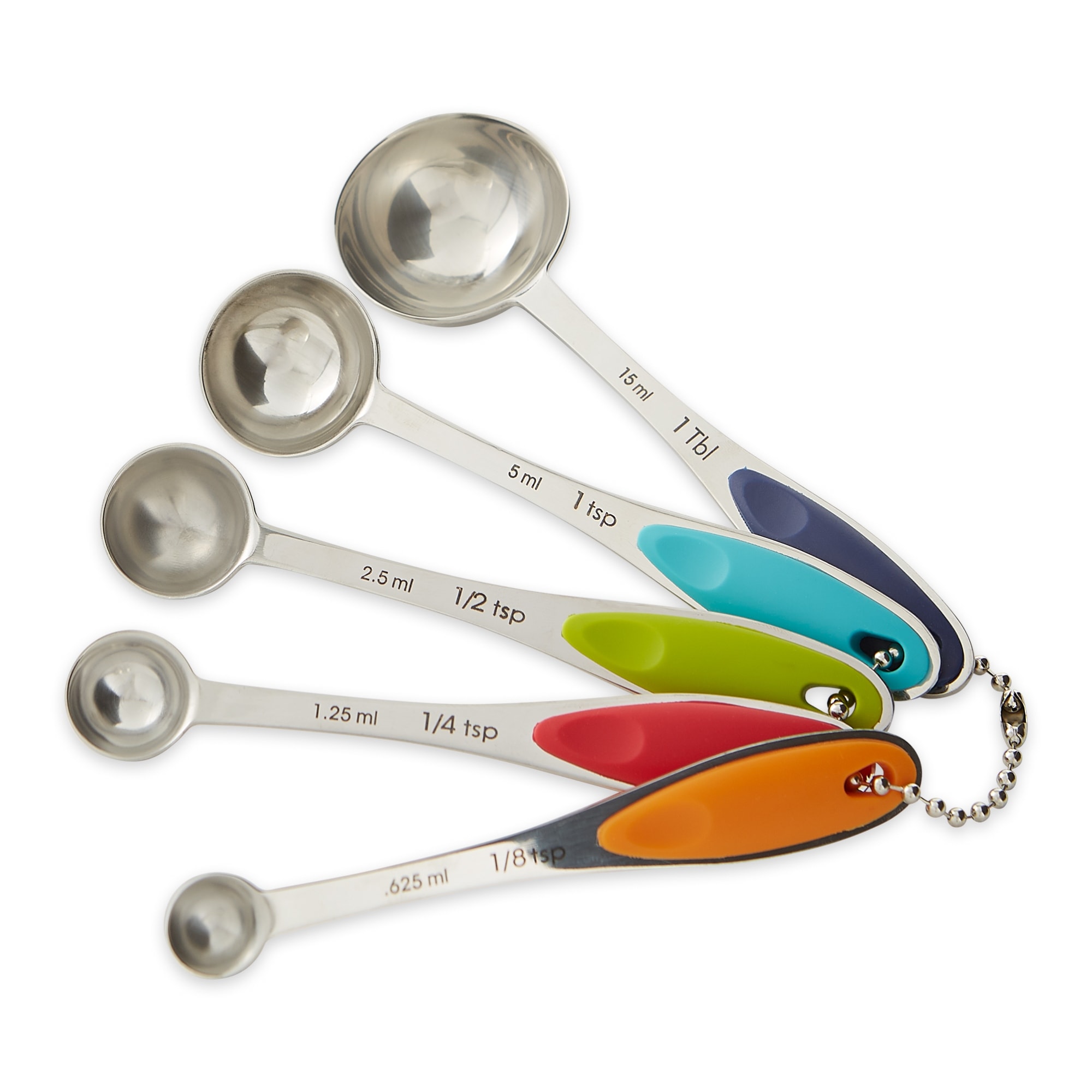Handy Housewares 5 Piece Colorful Plastic Nesting Measuring Spoon Set - 1/4  tsp to 1 tbsp for Dry or Liquid Ingredients