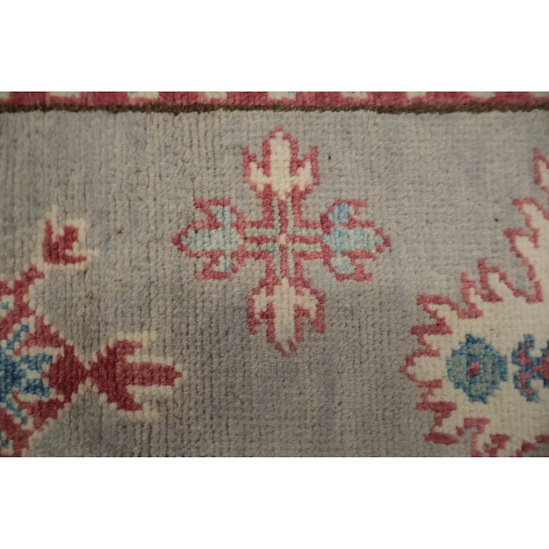 Hand Knotted Oriental 100% Wool Carpet Traditional Geometric Greys & Charcoal Kazak Area Rug - 9' 9'' X 8' 3''