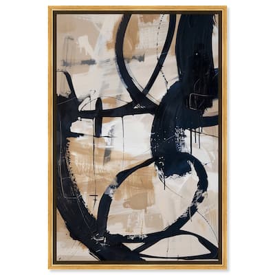 Art Remedy Flowing Ii Framed Abstract Shapes 1 Piece Canvas Wall Art