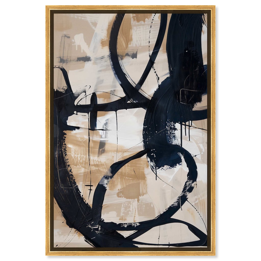 Art Remedy Flowing Ii Framed Abstract Shapes 1 Piece Canvas Wall Art