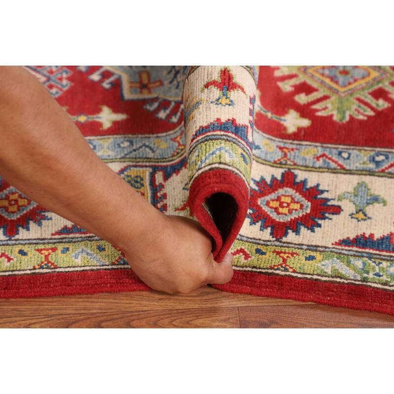 Traditional Red Kazak Oriental Area Rug Hand-Knotted Wool Carpet - 5'1" x 6'9"
