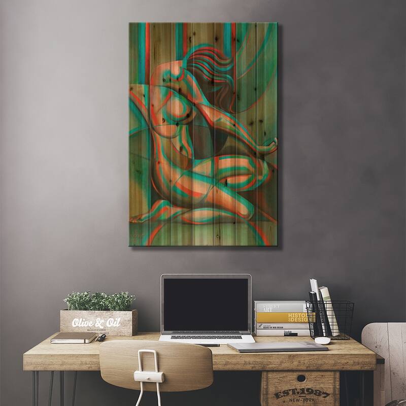 Anaglyphical Roundism Print On Wood by Corné Akkers - Multi-Color