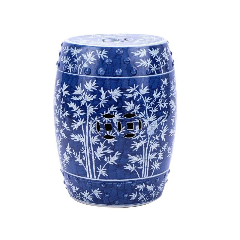 Blue & White Bamboo Magpie Garden Stool