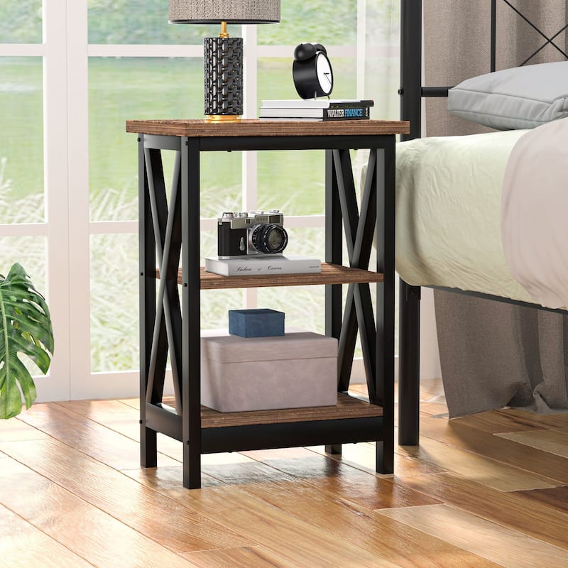 Javlergo Set of 2 Nightstand Bedside Table, Modern Small Side End Table with Open Storage Shelves