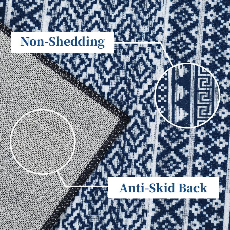 Garvee Moroccan Geometric Machine Washable Area Rug