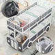 preview thumbnail 1 of 12, Twin over Twin Bus-shaped Bunk Bed with Wheels and Storage Grey